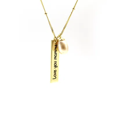 Vicstonenyc Fine Jewelry Women's Love You Mommy Pearl Gold Necklace