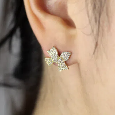 Vicstonenyc Fine Jewelry Women's Lovely Ribbon Stud Yellow Gold Vermeil Earrings