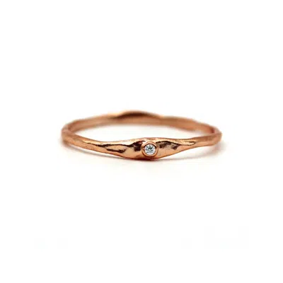 Vicstonenyc Fine Jewelry Women's Natural Diamond Hammered Textured Rose Gold Ring