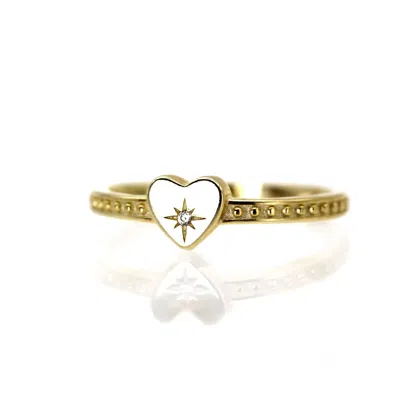 Vicstonenyc Fine Jewelry Women's Natural Diamond Northern Star Love Yellow Solid Gold Ring