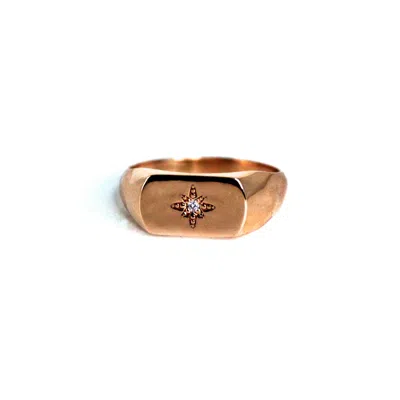 Vicstonenyc Fine Jewelry Women's Natural Diamond Polaris Star Signet Rose Gold Ring