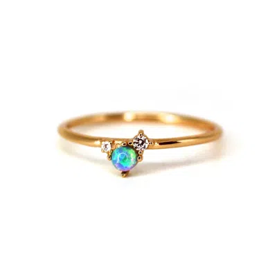 Vicstonenyc Fine Jewelry Women's Natural Opal And Diamond Rose Gold Ring