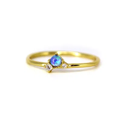 Vicstonenyc Fine Jewelry Women's Natural Opal And Diamond Yellow Gold Ring
