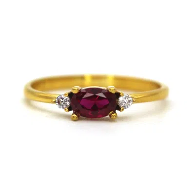 Vicstonenyc Fine Jewelry Women's Natural Oval Ruby And Diamond Yellow Gold Ring
