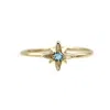 Vicstonenyc Fine Jewelry Women's North Star March Birthstone Aquamarine Yellow Gold Ring In Gold