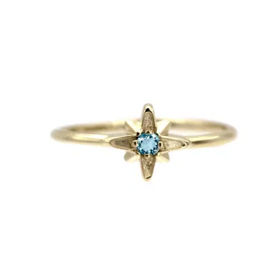 Vicstonenyc Fine Jewelry Women's North Star March Birthstone Aquamarine Yellow Gold Ring