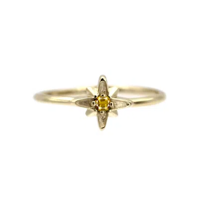 Vicstonenyc Fine Jewelry Women's North Star November Birthstone Citrine Yellow Gold Ring
