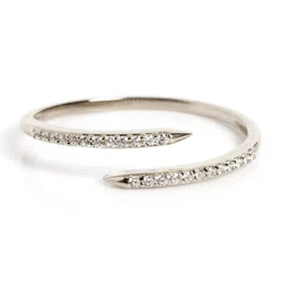Vicstonenyc Fine Jewelry Women's Rolling Diamond Open Cuff Ring – 14k White Gold