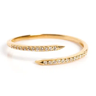 Vicstonenyc Fine Jewelry Women's Rolling Diamond Open Cuff Ring – Yellow Solid Gold