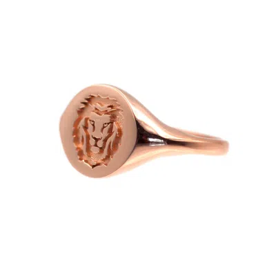 Vicstonenyc Fine Jewelry Women's Rose Gold Lion Signet Rose Solid Gold  Ring