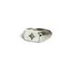 Vicstonenyc Fine Jewelry Women's Rose Gold Natural Diamond Polaris Star Signet White Gold Ring
