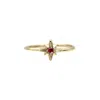 Vicstonenyc Fine Jewelry Women's Rose Gold Natural Garnet With North Star Design Rose Solid Gold Ring  January Birth Stone In Gold