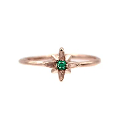 Vicstonenyc Fine Jewelry Women's Rose Gold North Star Emerald Ring