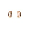 Vicstonenyc Fine Jewelry Women's Rose Gold Three-layer Line Rose Solid Gold Huggie Earrings