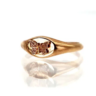 Vicstonenyc Fine Jewelry Women's Rose Gold Vermeil Butterfly Signet Ring