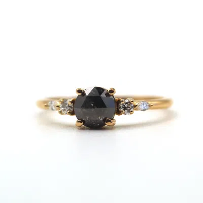 Vicstonenyc Fine Jewelry Women's Salt And Pepper Diamond Yellow Gold Ring