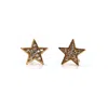 Vicstonenyc Fine Jewelry Women's Sparking Star Yellow Gold Stud Earrings With Screw Back