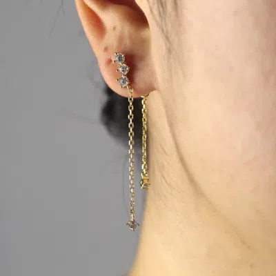 Vicstonenyc Fine Jewelry Women's Sparkling Dainty Stackable Drop Earrings In Yellow Gold Vermeil
