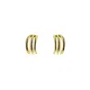 Vicstonenyc Fine Jewelry Women's Three-layer Line Yellow Solid Gold Huggie Earrings