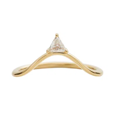 Vicstonenyc Fine Jewelry Women's Trillion Diamond Yellow Gold Curve Ring