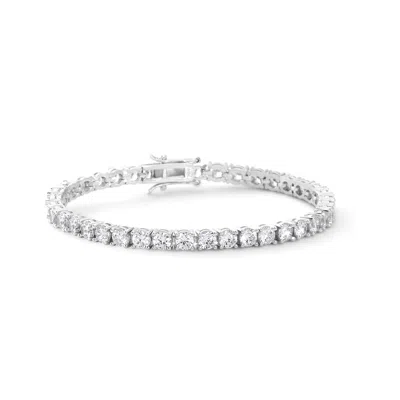 Vicstonenyc Fine Jewelry Women's Triple Excellent Cut C.z. Tennis Bracelet In Sterling Silver