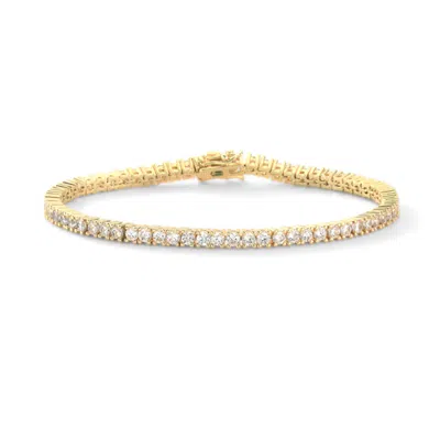 Vicstonenyc Fine Jewelry Women's Triple Excellent Cut C.z Tennis Bracelet In Yellow Gold Vermeil