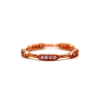 Vicstonenyc Fine Jewelry Women's Unique Settling Diamond Eternity Bar Rose Gold Band