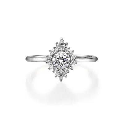 Vicstonenyc Fine Jewelry Women's White Handcrafted Platinum Lab Diamond Engagement Ring