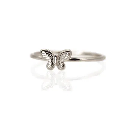 Vicstonenyc Fine Jewelry Women's White Timeless Sterling Silver Butterfly Ring