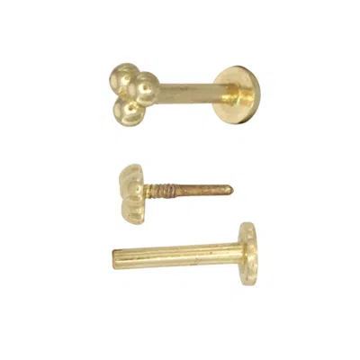 Vicstonenyc Fine Jewelry Women's Yellow Gold Triangle Ball Threaded Flat Back Piercing
