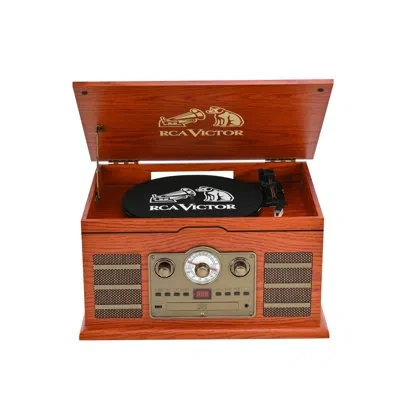 Victor 8-in-1 Turntable Music Center With Audio Stream In Brown