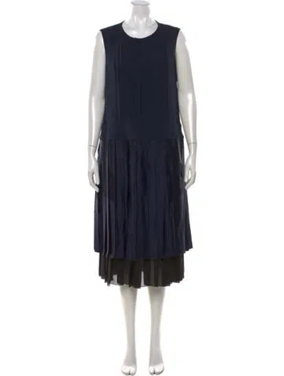 Pre-owned Victor Alfaro Crew Neck Midi Length Dress In Blue