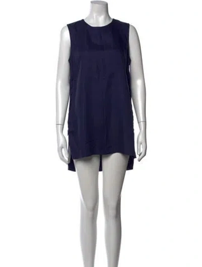 Pre-owned Victor Alfaro Crew Neck Mini Dress In Blue