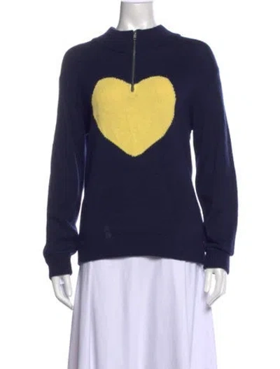 Pre-owned Victor Alfaro Graphic Print Mock Neck Sweater In Blue