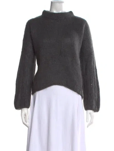 Pre-owned Victor Alfaro Kid Mohair Mock Neck Sweater In Gray