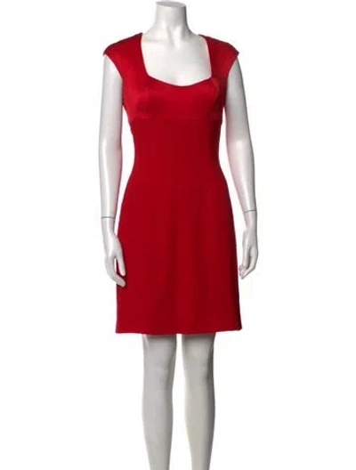 Pre-owned Victor Alfaro Square Neckline Mini Dress In Red