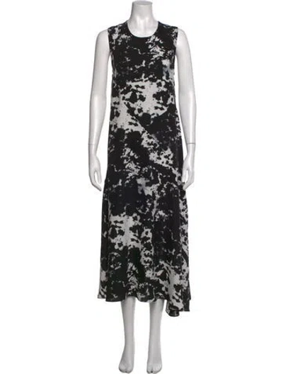 Pre-owned Victor Alfaro Tie-dye Print Midi Length Dress In Black