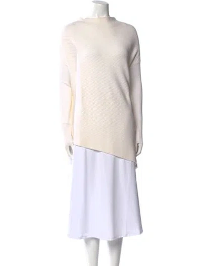Pre-owned Victor Alfaro Wool Bateau Neckline Sweater In White