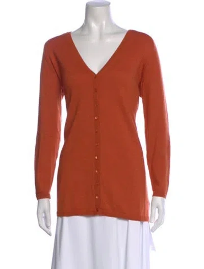 Pre-owned Victor Alfaro Wool V-neck Button-up Top In Orange