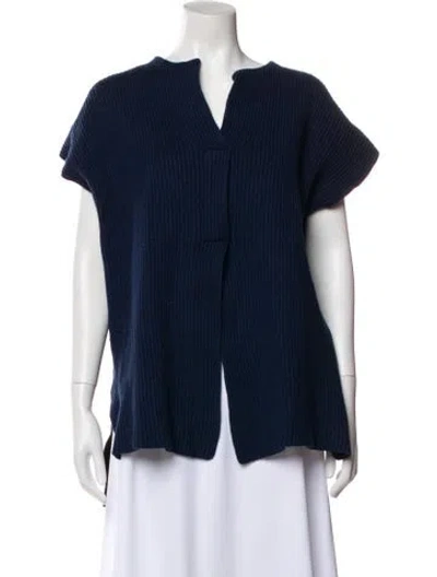 Pre-owned Victor Alfaro Wool V-neck Top In Blue