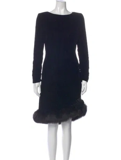 Pre-owned Victor Costa Bateau Neckline Knee-length Dress In Blue