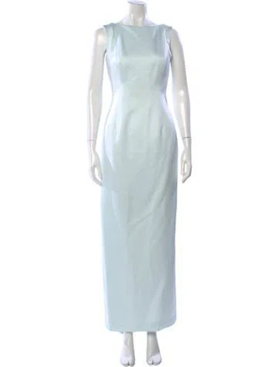 Pre-owned Victor Costa Bateau Neckline Long Dress W/ Tags In Blue