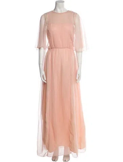Pre-owned Victor Costa Crew Neck Long Dress In Pink