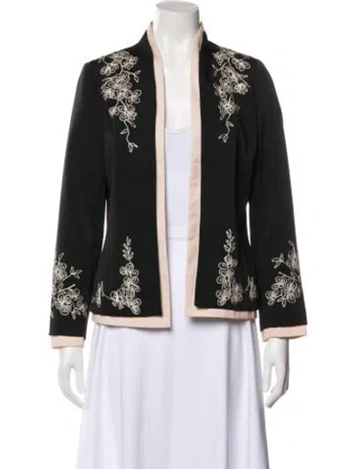 Pre-owned Victor Costa Floral Print Evening Jacket In Black