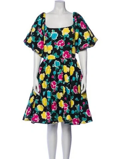 Pre-owned Victor Costa Floral Print Knee-length Dress In Multi