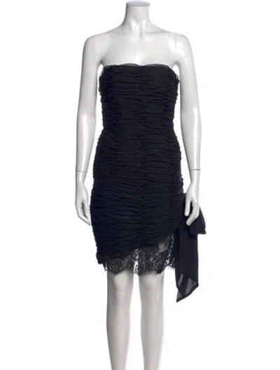 Pre-owned Victor Costa Lace Pattern Mini Dress In Black