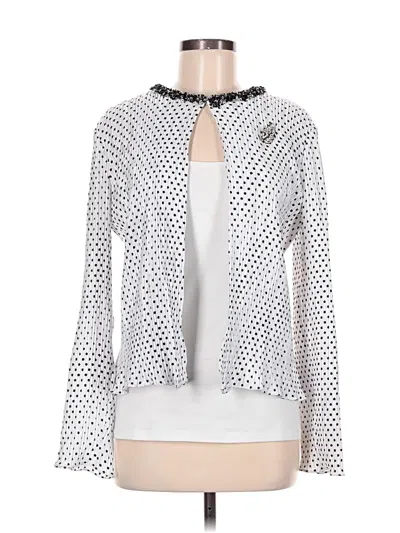 Pre-owned Victor Costa Long Sleeve Blouse In White