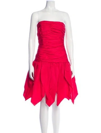 Pre-owned Victor Costa Nylon Mini Dress In Pink/red