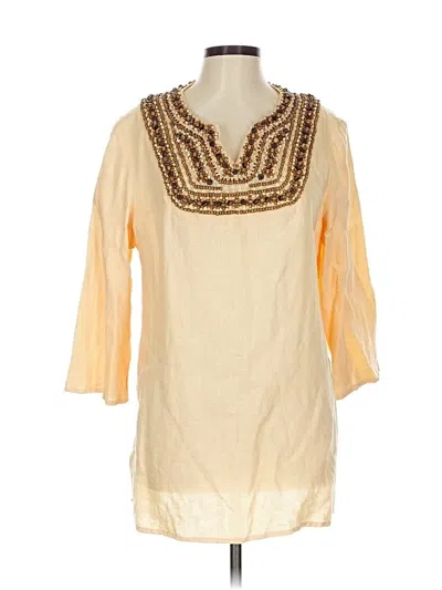 Pre-owned Victor Costa Occasion 3/4 Sleeve Blouse In Gold