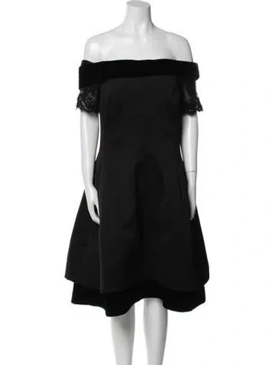 Pre-owned Victor Costa Off-the-shoulder Knee-length Dress In Blue